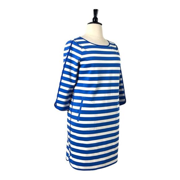 Lands’ End Shift Dress Ponte 3/4 Sleeve Blue White Stripe Women’s Plus Size 16 - Picture 2 of 11